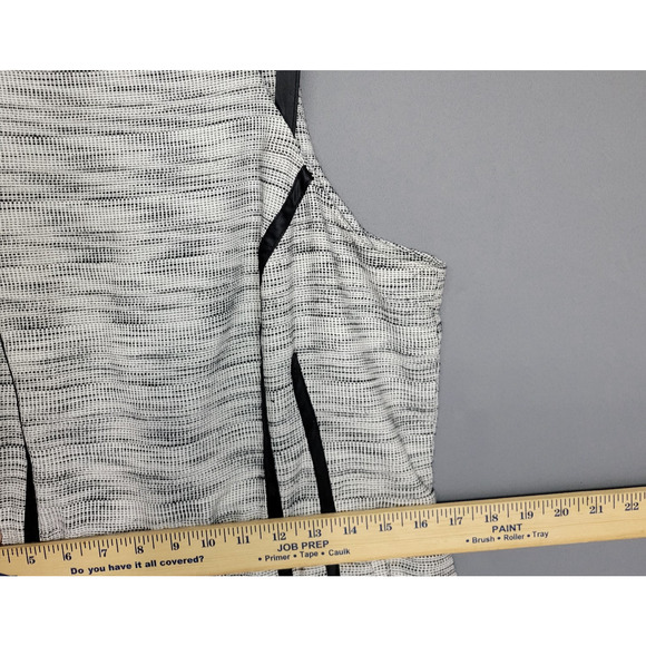 I Love Ronson Sheath Dress Womens 14 Tweed Linen Blend Black White Halter - Picture 7 of 12